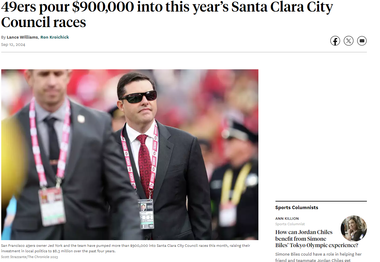 49ers pir $900,000 into this Year's Santa Clara City Council Races